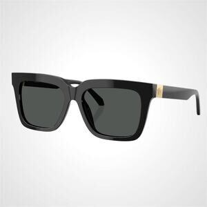 New VERSACE Sunglasses Black Acetate Square 56mm Gold Medusa Womens Authentic
